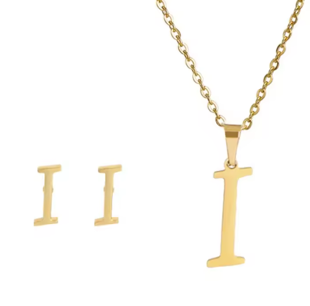 Pozłacany naszyjnik z literką "I"